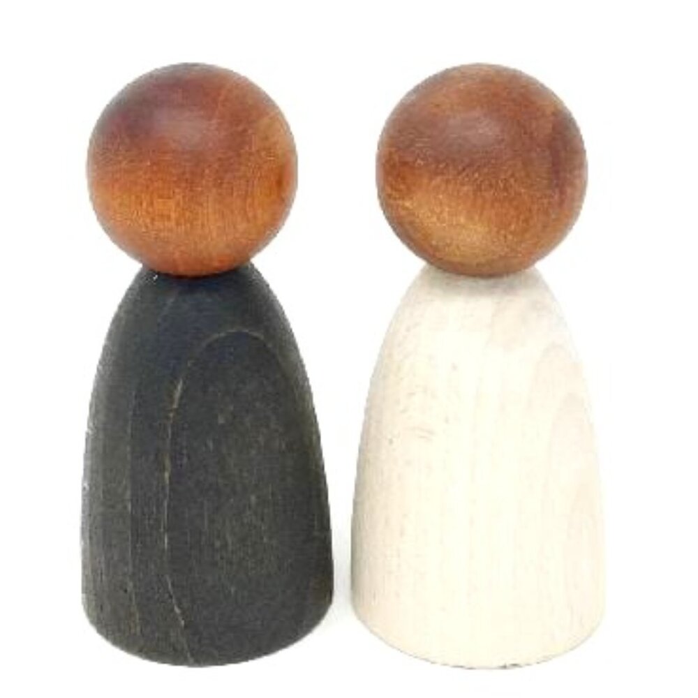 NWT Grapat Wooden Toys Large Adult Nins Dark Wood - 2 Pieces